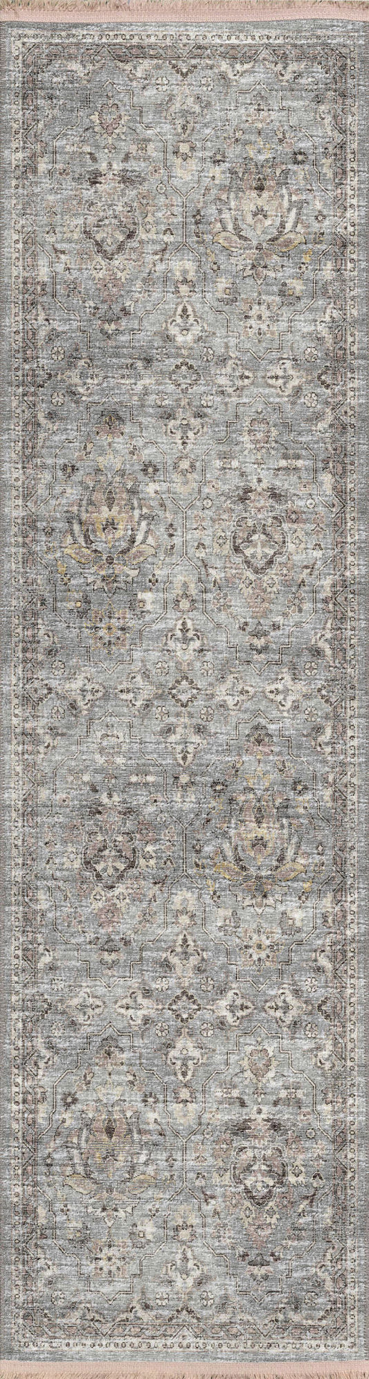Indoor/Outdoor Marbella MB4 Silver Washable 2'3" x 12' Runner Rug