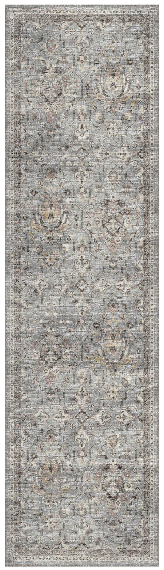 Indoor/Outdoor Marbella MB4 Silver Washable 2'3" x 7'6" Runner Rug
