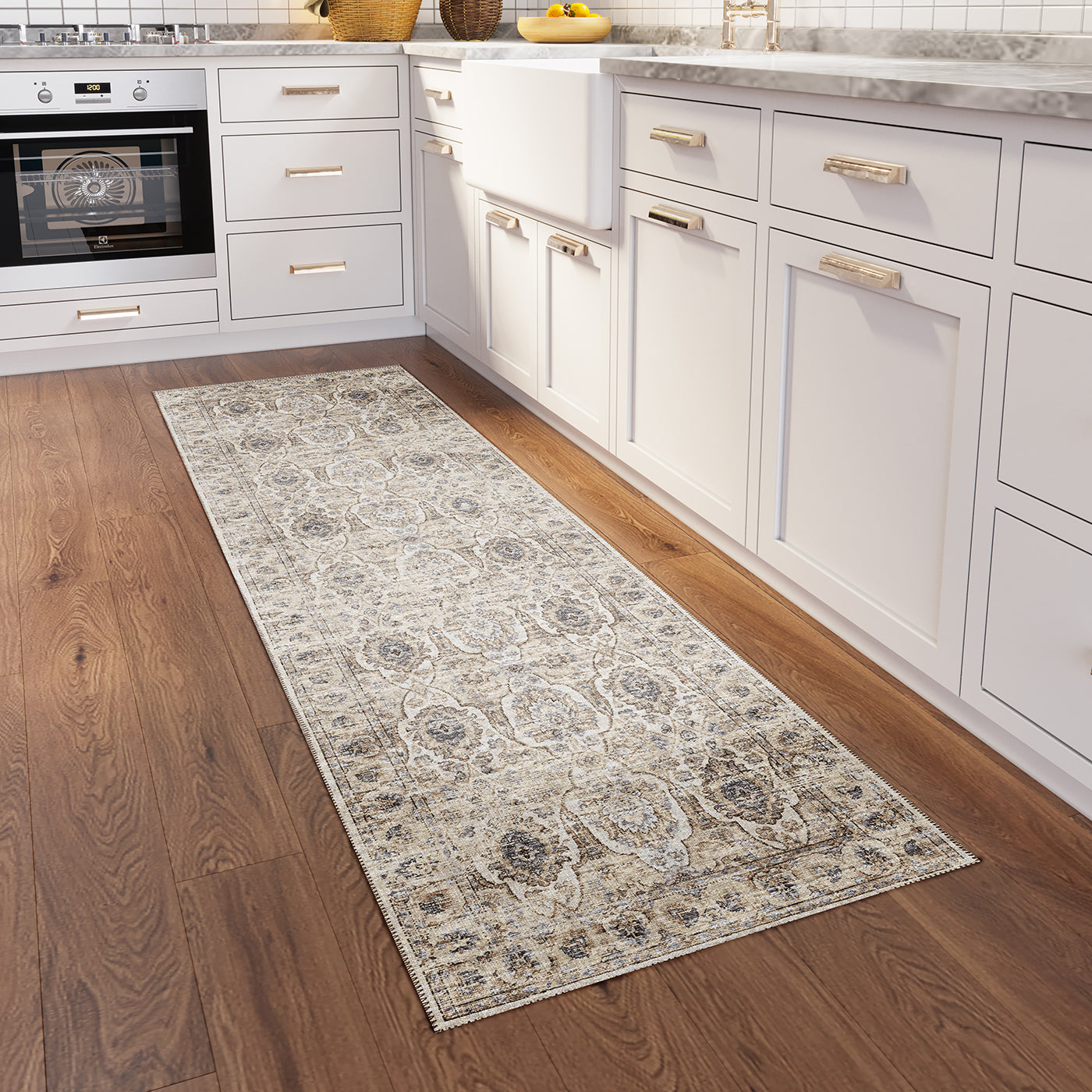 Indoor/Outdoor Marbella MB5 Ivory Washable 2'3" x 7'6" Runner Rug