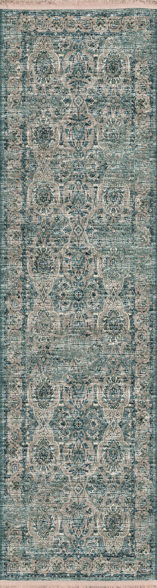 Indoor/Outdoor Marbella MB5 Mineral Blue Washable 2'3" x 10' Runner Rug