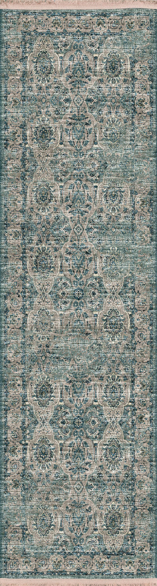 Indoor/Outdoor Marbella MB5 Mineral Blue Washable 2'3" x 12' Runner Rug