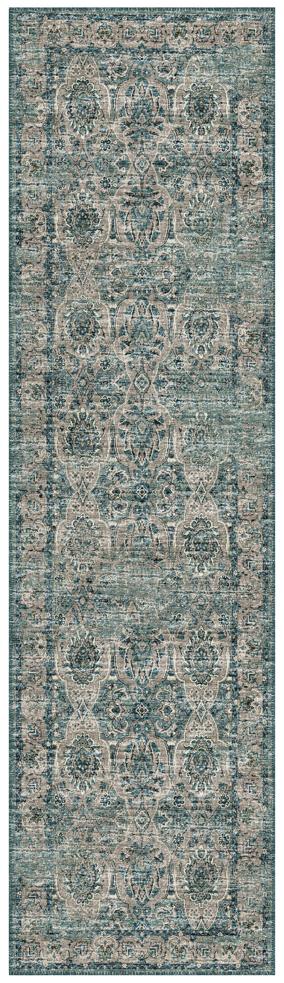 Indoor/Outdoor Marbella MB5 Mineral Blue Washable 2'3" x 7'6" Runner Rug