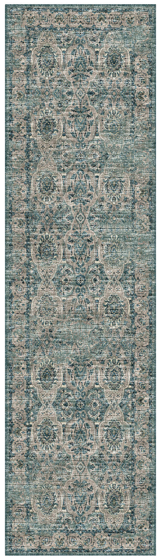 Indoor/Outdoor Marbella MB5 Mineral Blue Washable 2'3" x 7'6" Runner Rug