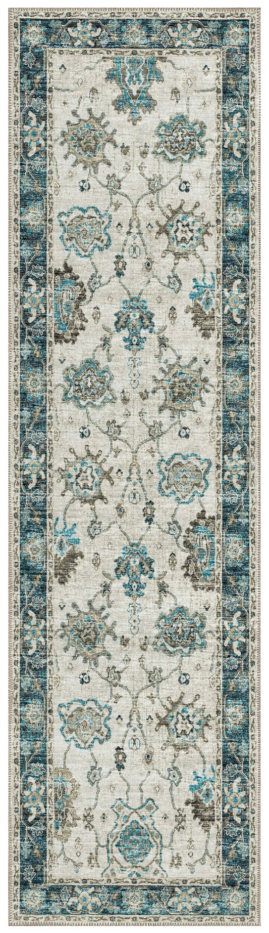 Indoor/Outdoor Marbella MB6 Flax Washable 2'3" x 7'6" Runner Rug
