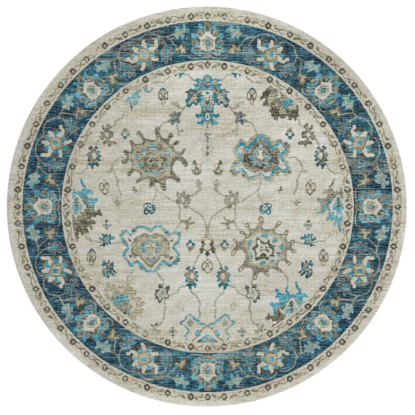 Indoor/Outdoor Marbella MB6 Flax Washable 8' x 8' Round Rug