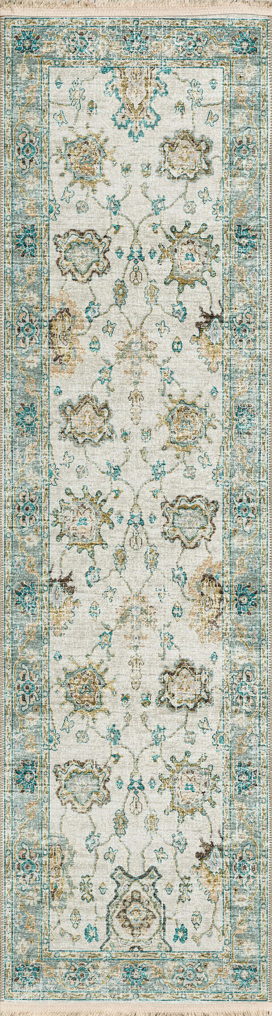 Indoor/Outdoor Marbella MB6 Ivory Washable 2'3" x 10' Runner Rug