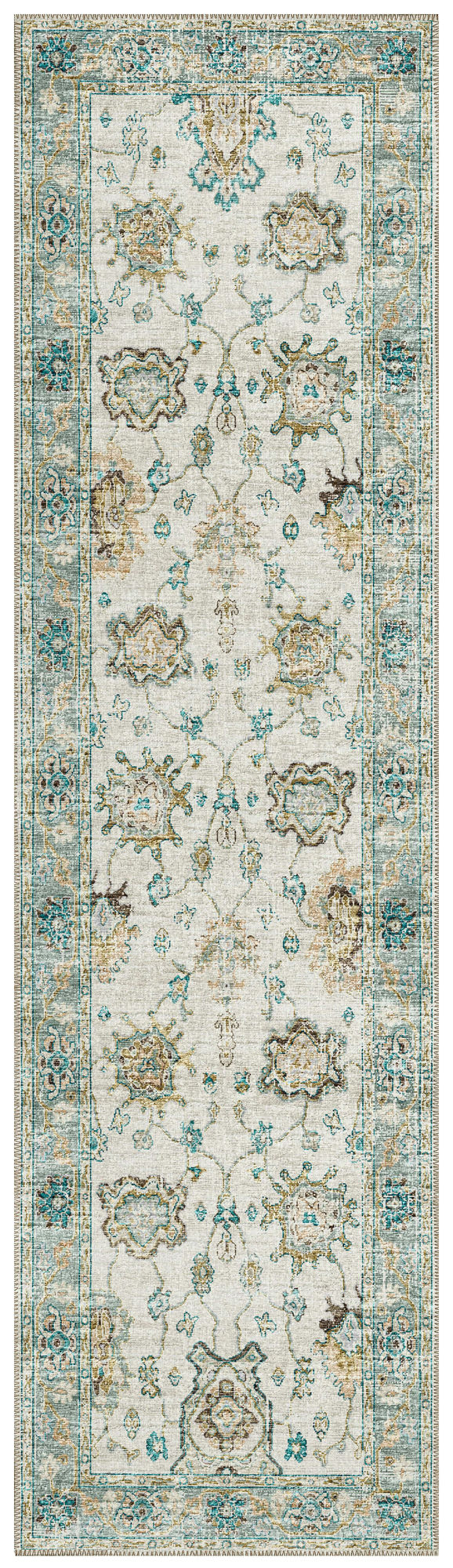 Indoor/Outdoor Marbella MB6 Ivory Washable 2'3" x 7'6" Runner Rug