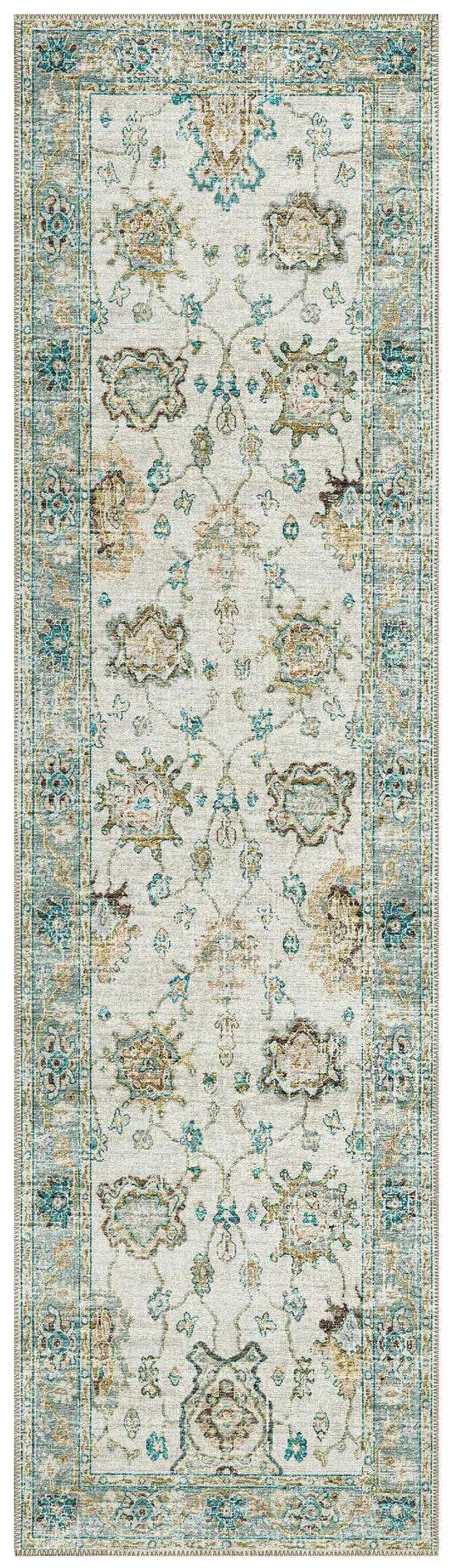 Indoor/Outdoor Marbella MB6 Ivory Washable 2'3" x 7'6" Runner Rug
