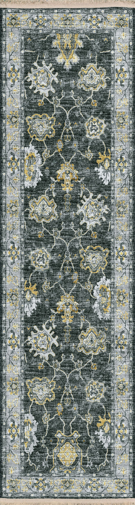 Indoor/Outdoor Marbella MB6 Midnight Washable 2'3" x 12' Runner Rug