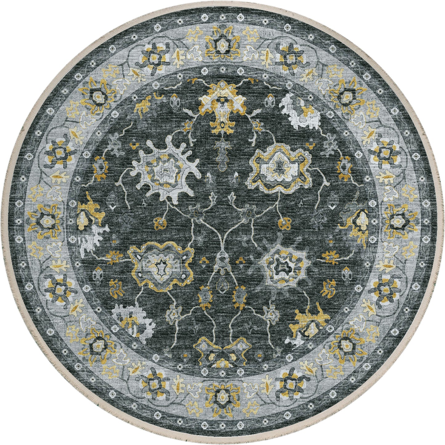 Indoor/Outdoor Marbella MB6 Midnight Washable 6' x 6' Round Rug