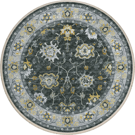 Indoor/Outdoor Marbella MB6 Midnight Washable 6' x 6' Round Rug