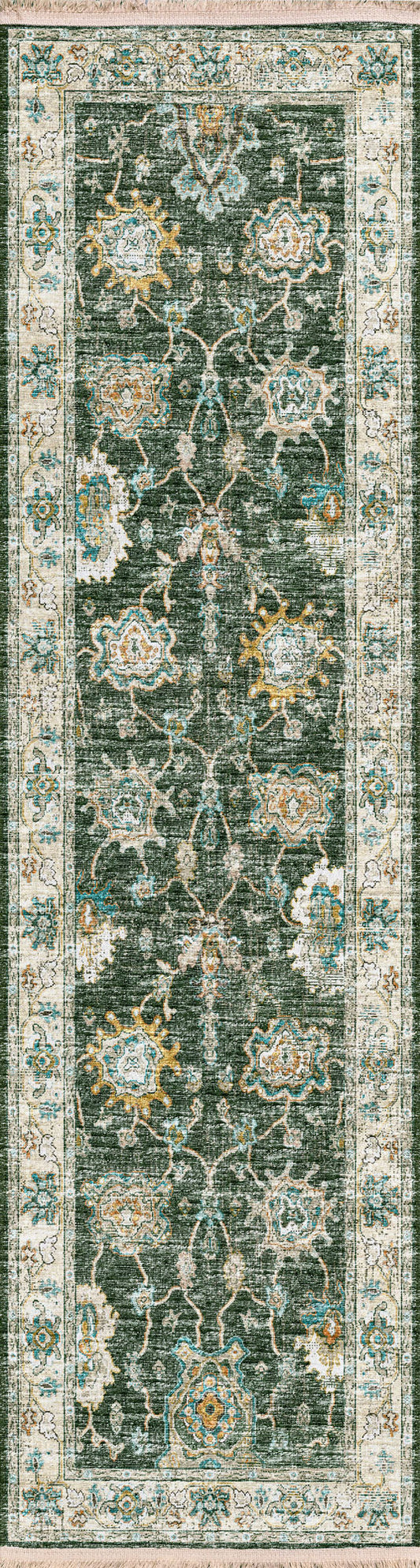 Indoor/Outdoor Marbella MB6 Olive Washable 2'3" x 10' Runner Rug