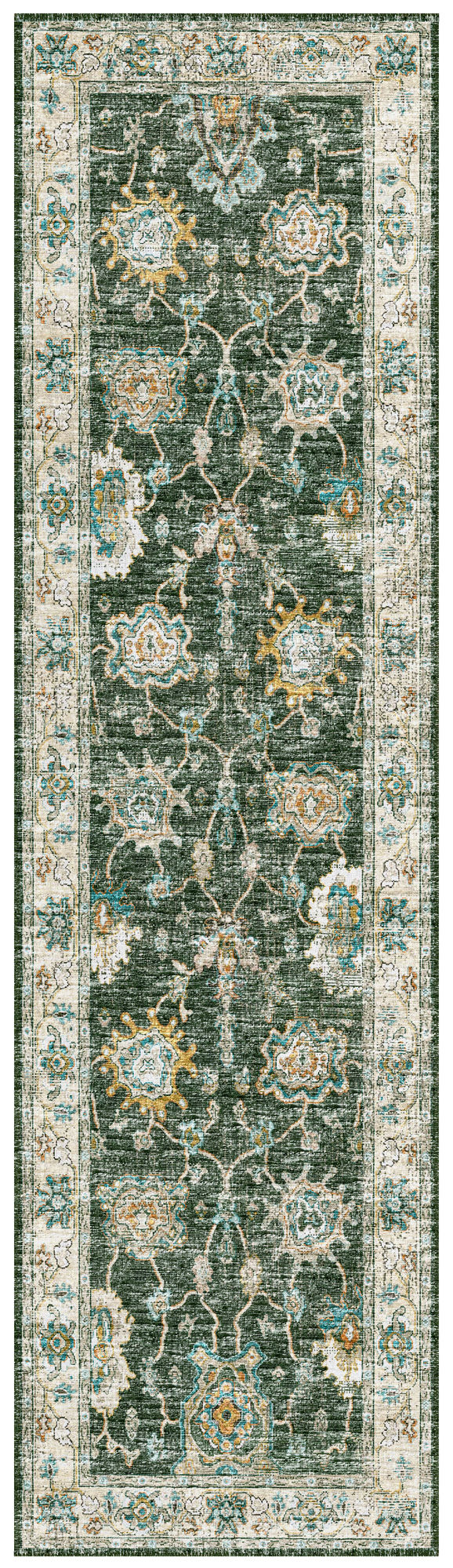 Indoor/Outdoor Marbella MB6 Olive Washable 2'3" x 7'6" Runner Rug