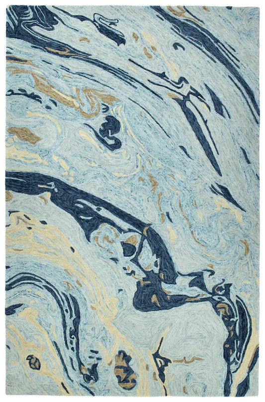 Kaleen Marble Collection Blue Spa Area Rug 5' x 7'9"