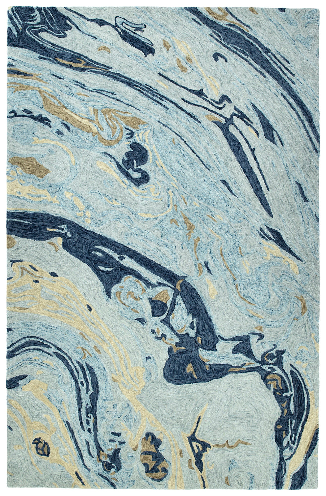 Kaleen Marble Collection Blue Spa Throw Rug 2' x 3'