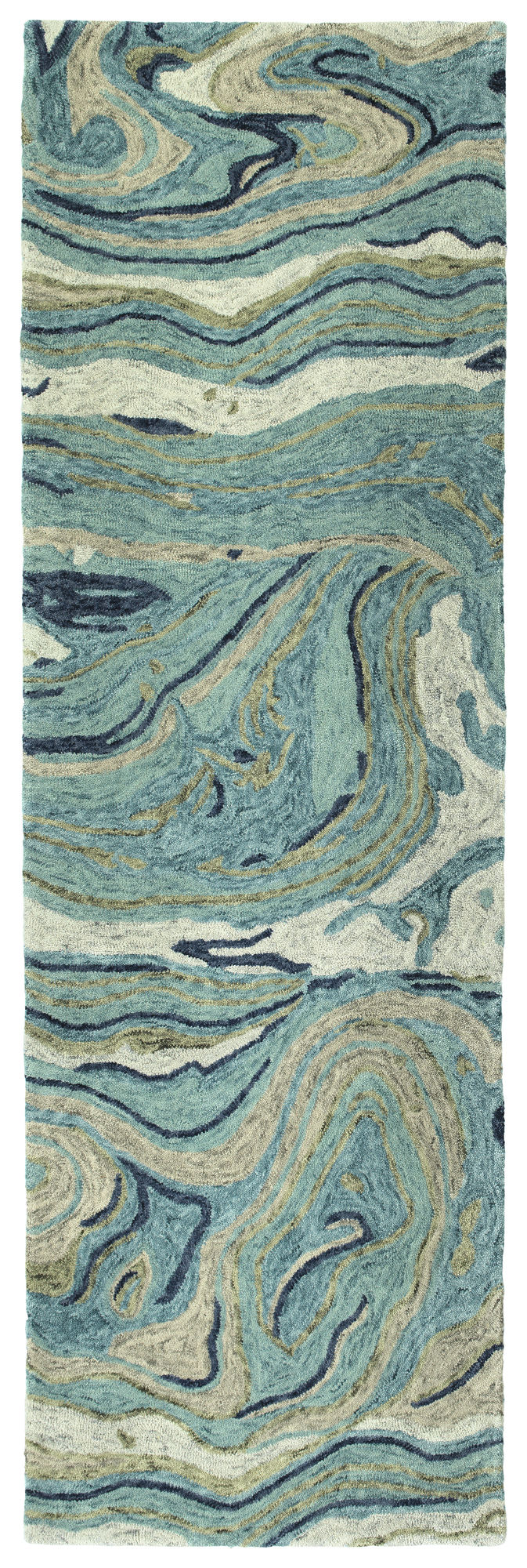 Kaleen Marble Collection Dark Teal Runner 2'6" x 8'