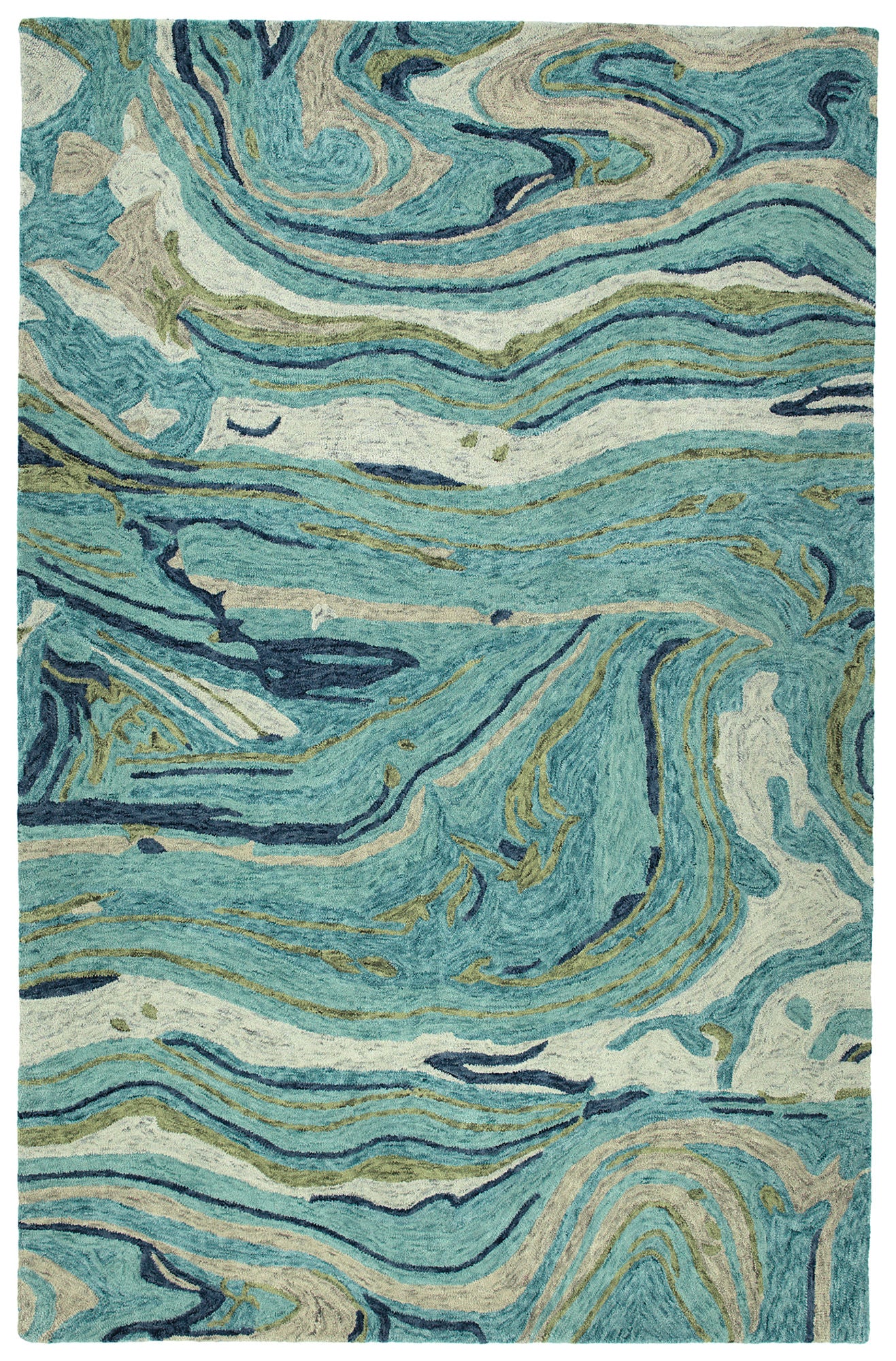 Kaleen Marble Collection Dark Teal Area Rug 9'6" x 13'