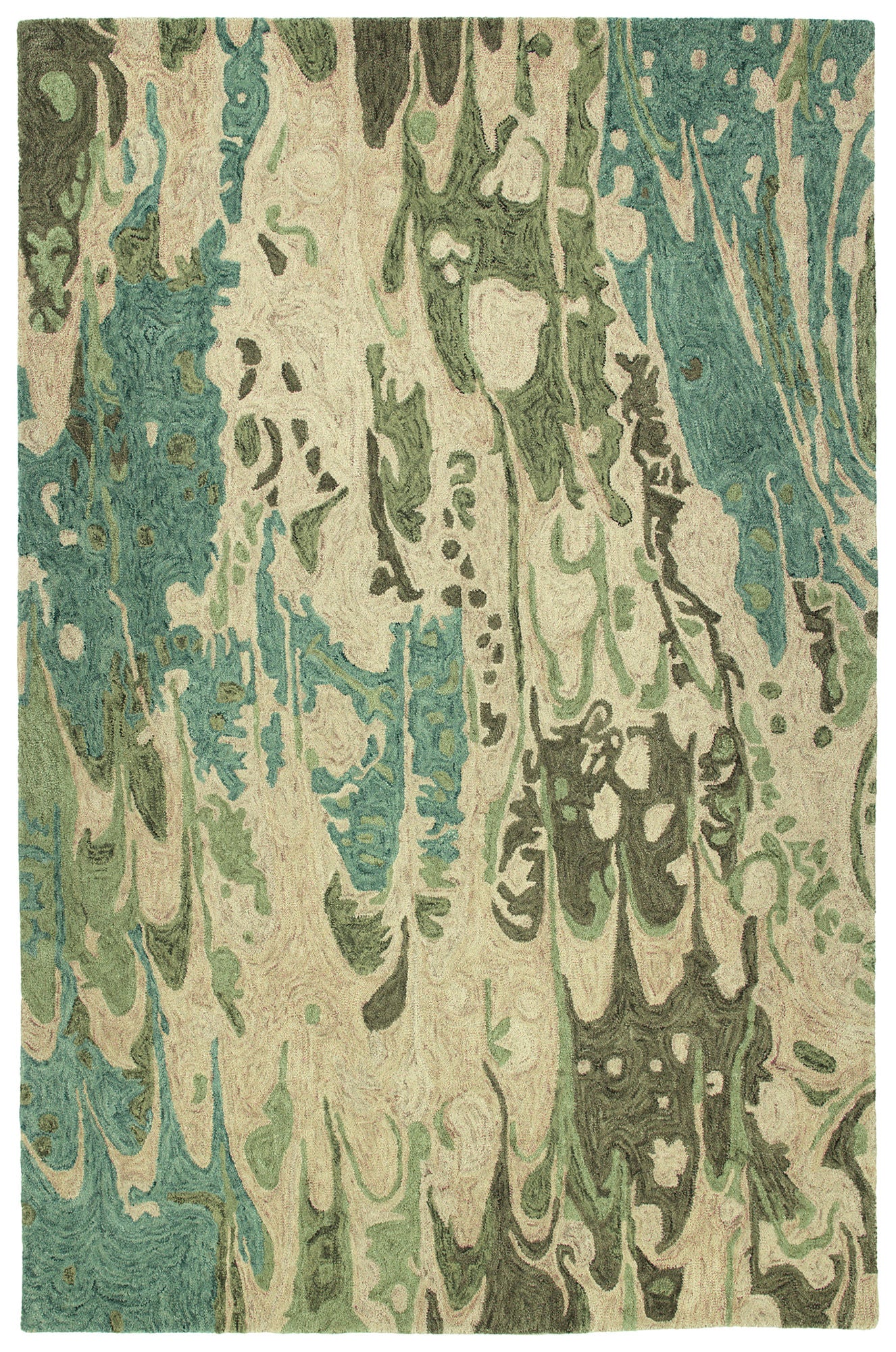 Kaleen Marble Collection Dark Green Area Rug 3'6" x 5'6"