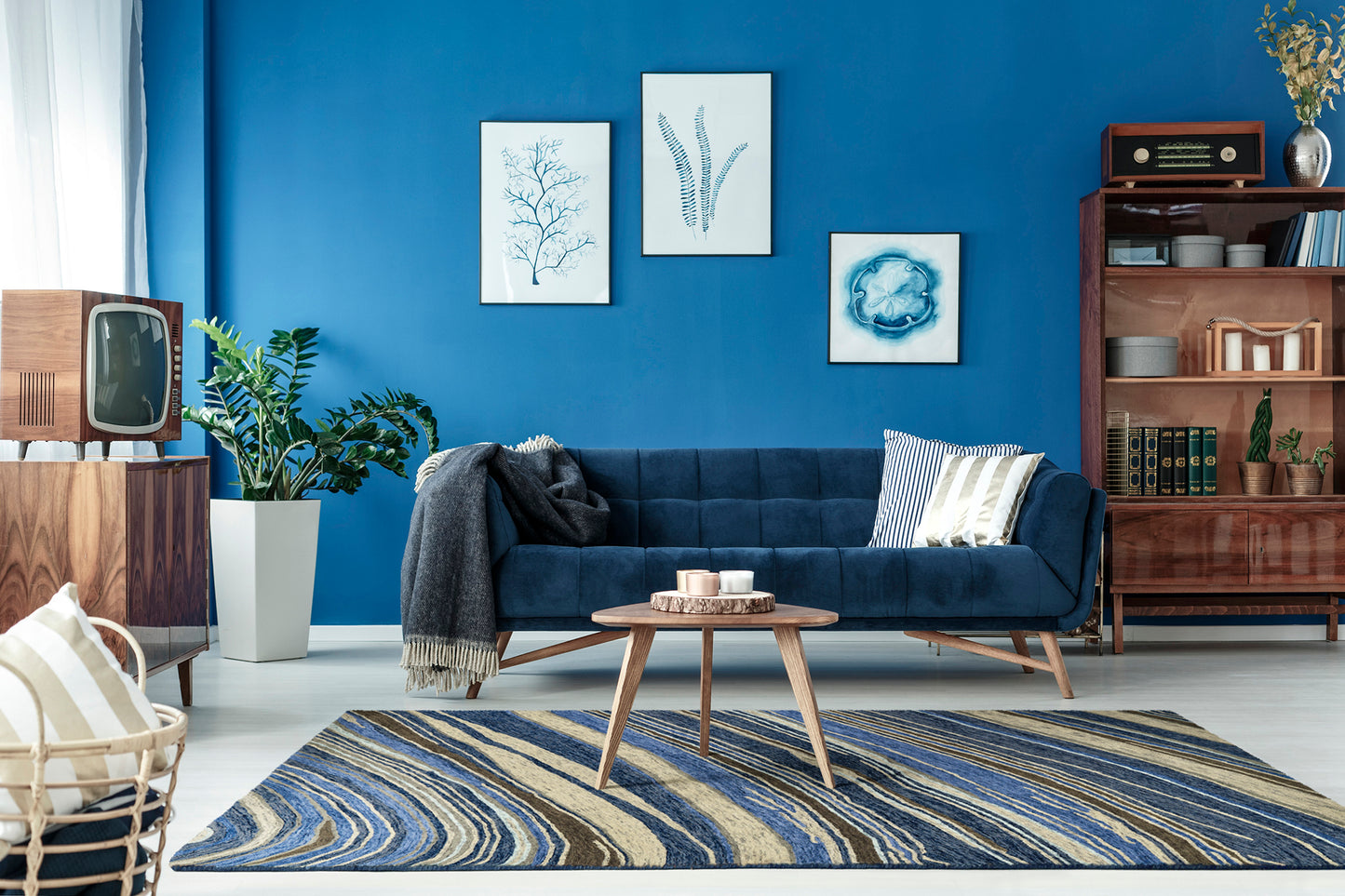 Kaleen Marble Collection Dark Blue Runner 2'6" x 8'
