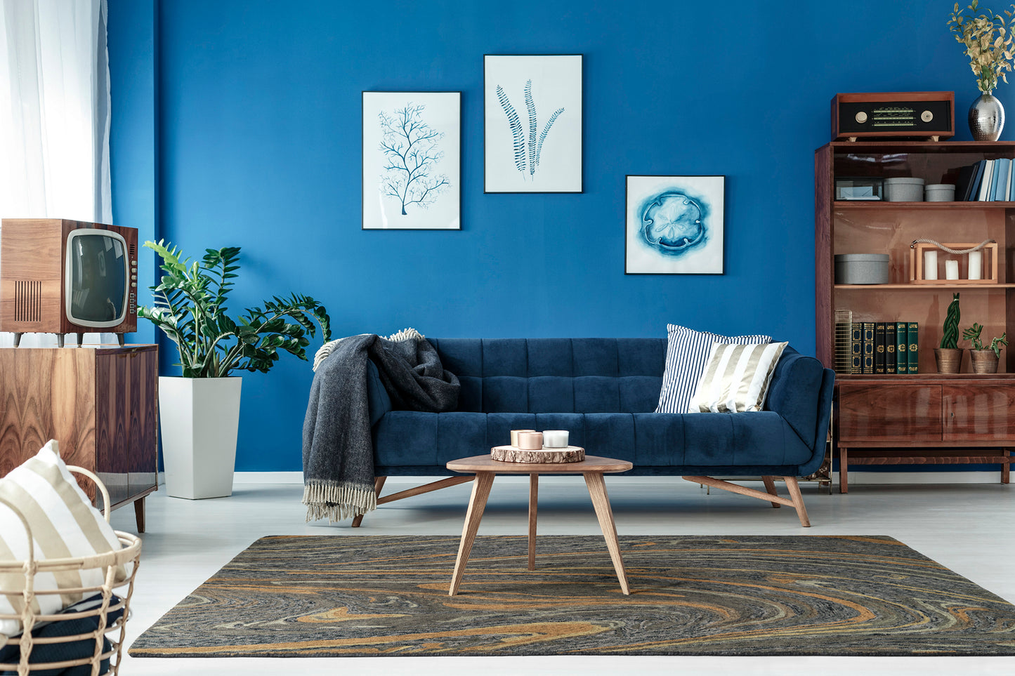 Kaleen Marble Collection Light Denim Throw Rug 2' x 3'