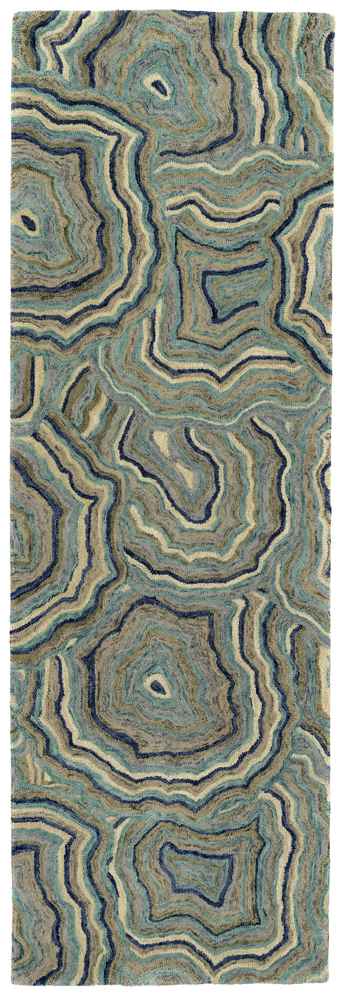 Kaleen Marble Collection Light Teal Runner 2'6" x 8'