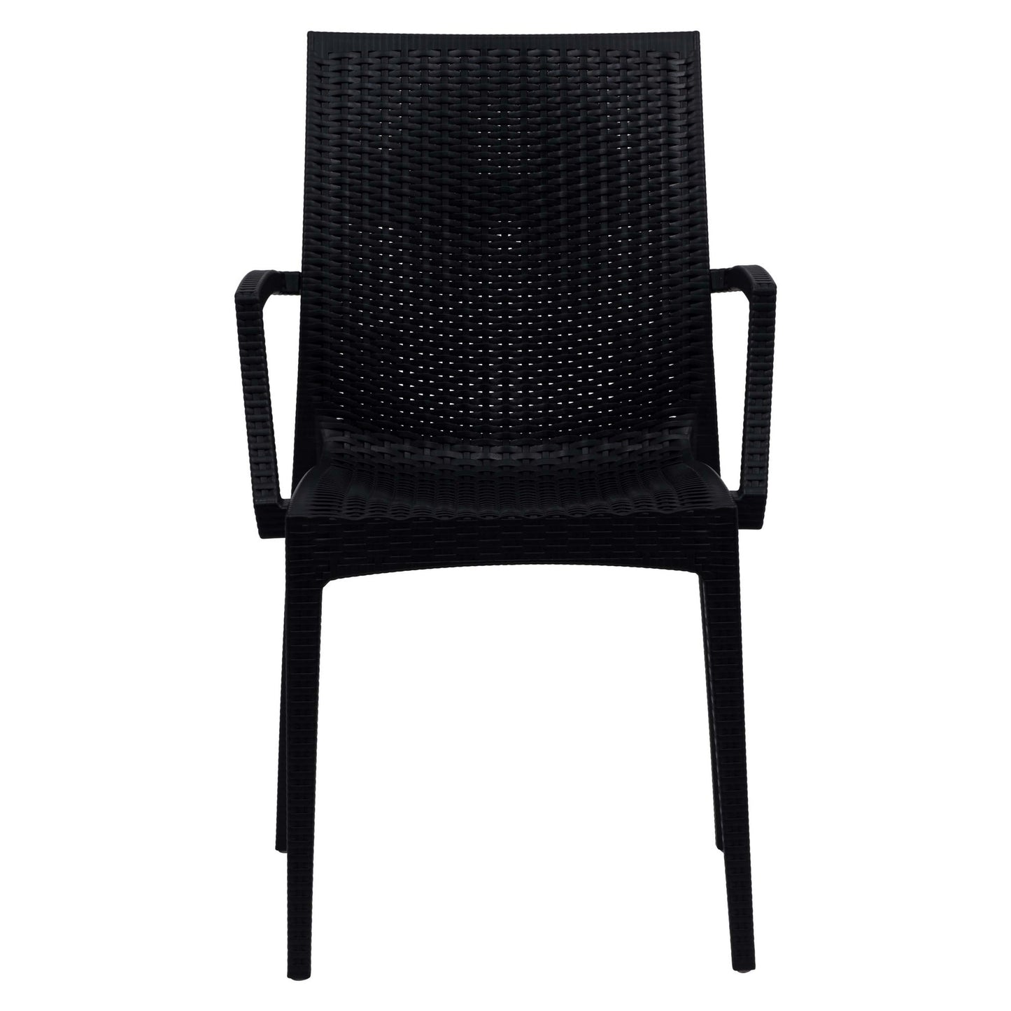 LeisureMod Weave Mace Indoor/Outdoor Chair (With Arms), Set of 2