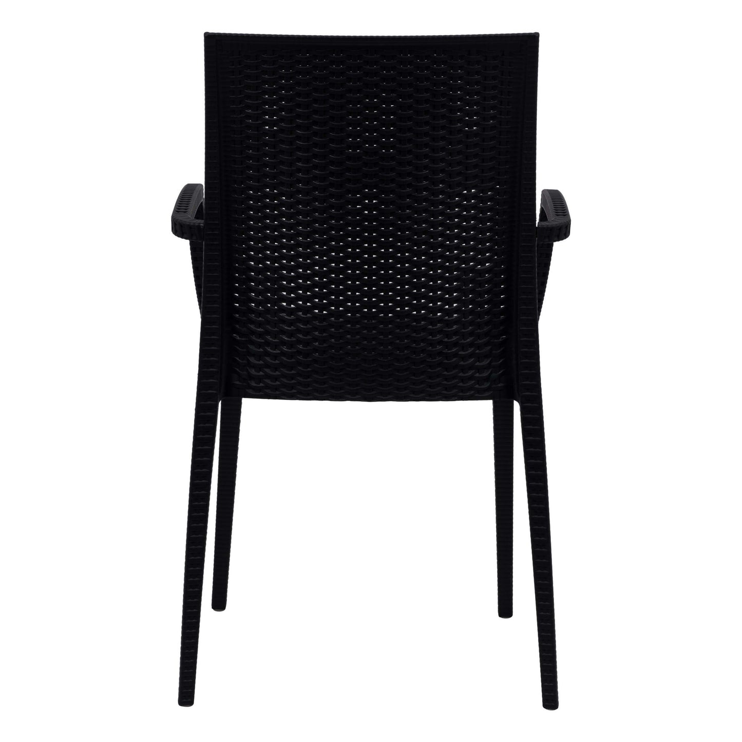 LeisureMod Weave Mace Indoor/Outdoor Chair (With Arms), Set of 2