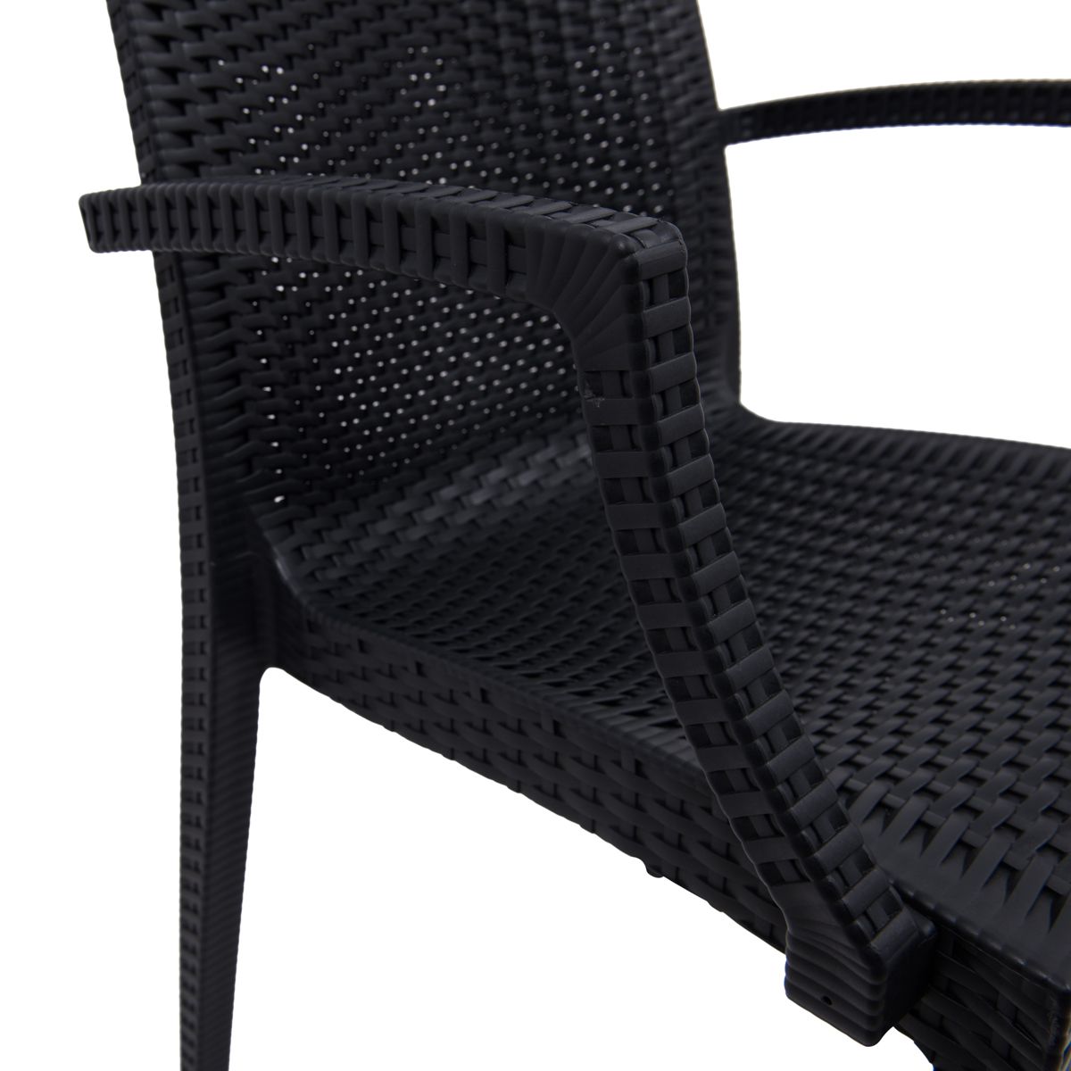 LeisureMod Weave Mace Indoor/Outdoor Chair (With Arms), Set of 2