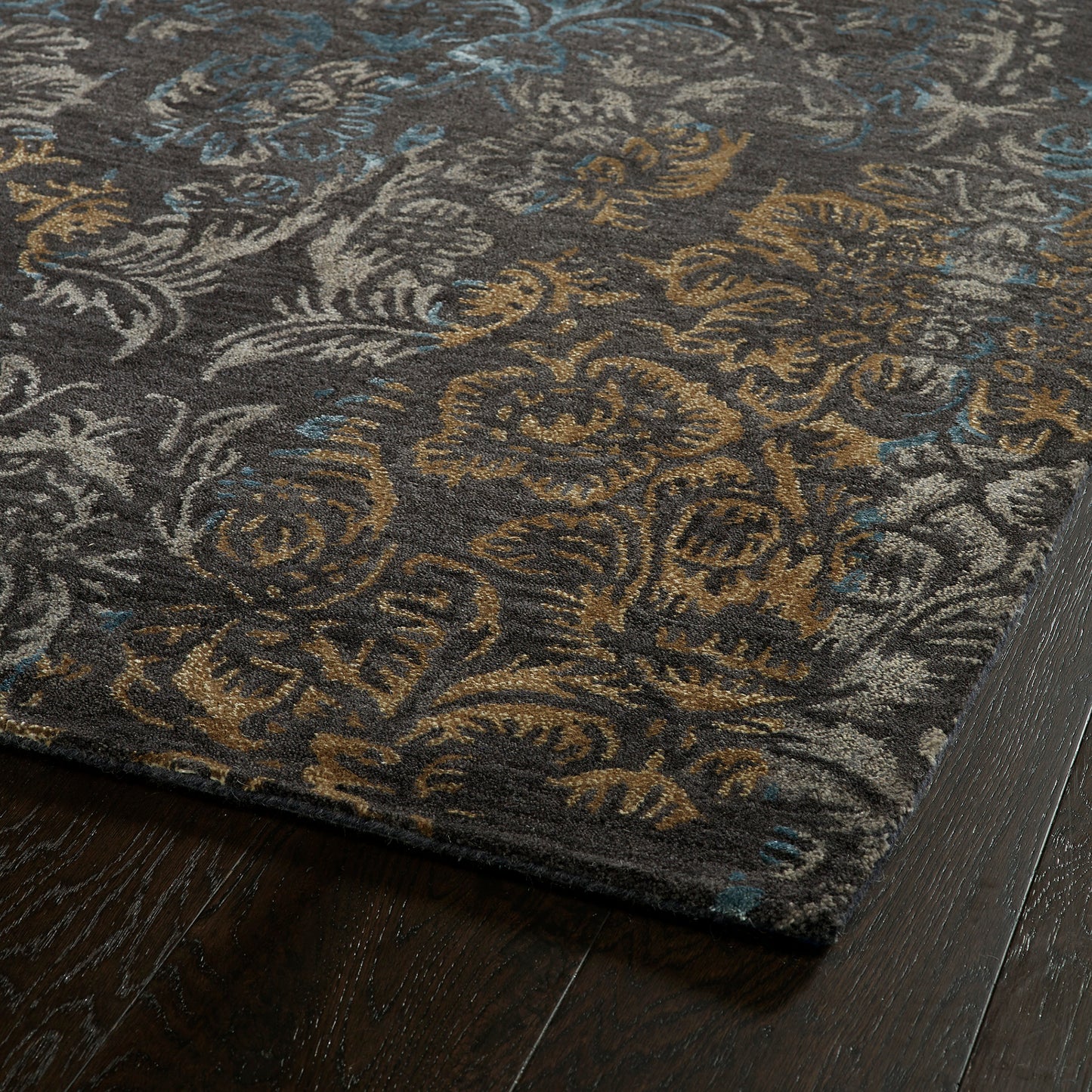 Kaleen Mercery Collection Dark Charcoal Throw Rug 2' x 3'