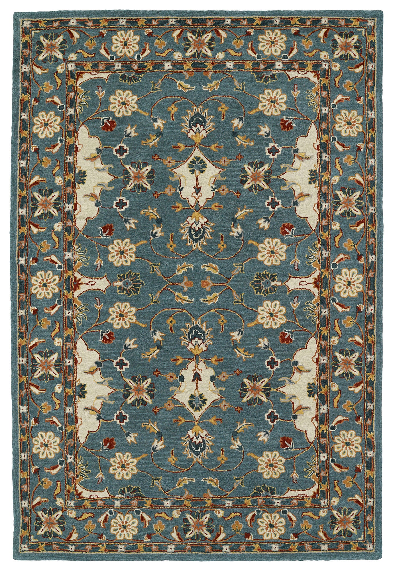 Kaleen Middleton Collection Teal Beige Throw Rug 3' x 5'