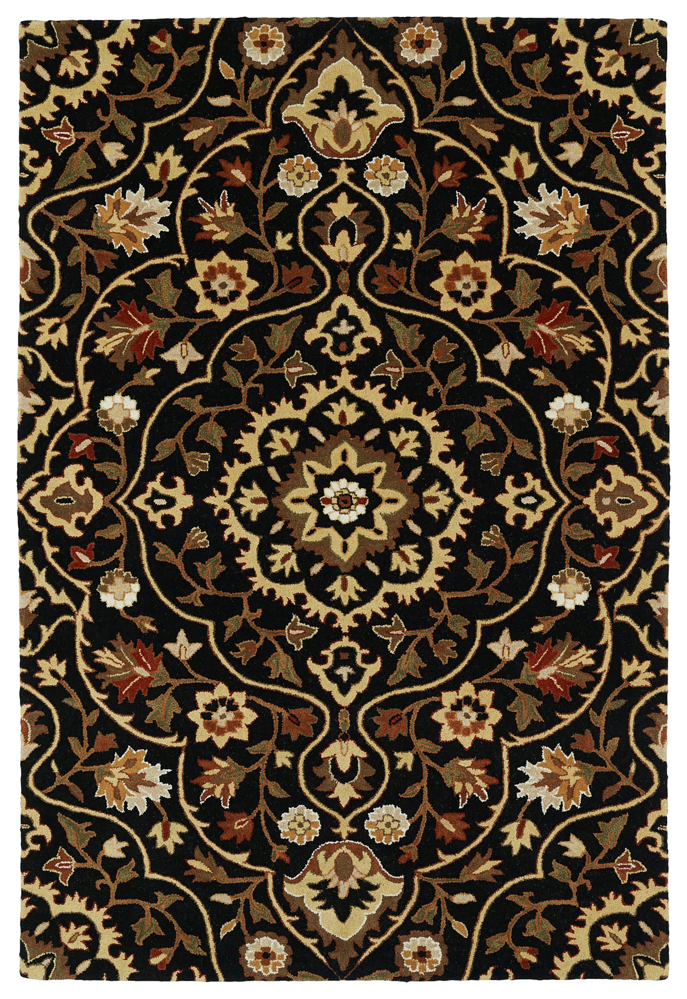 Kaleen Middleton Collection  Black Throw Rug 3' x 5'