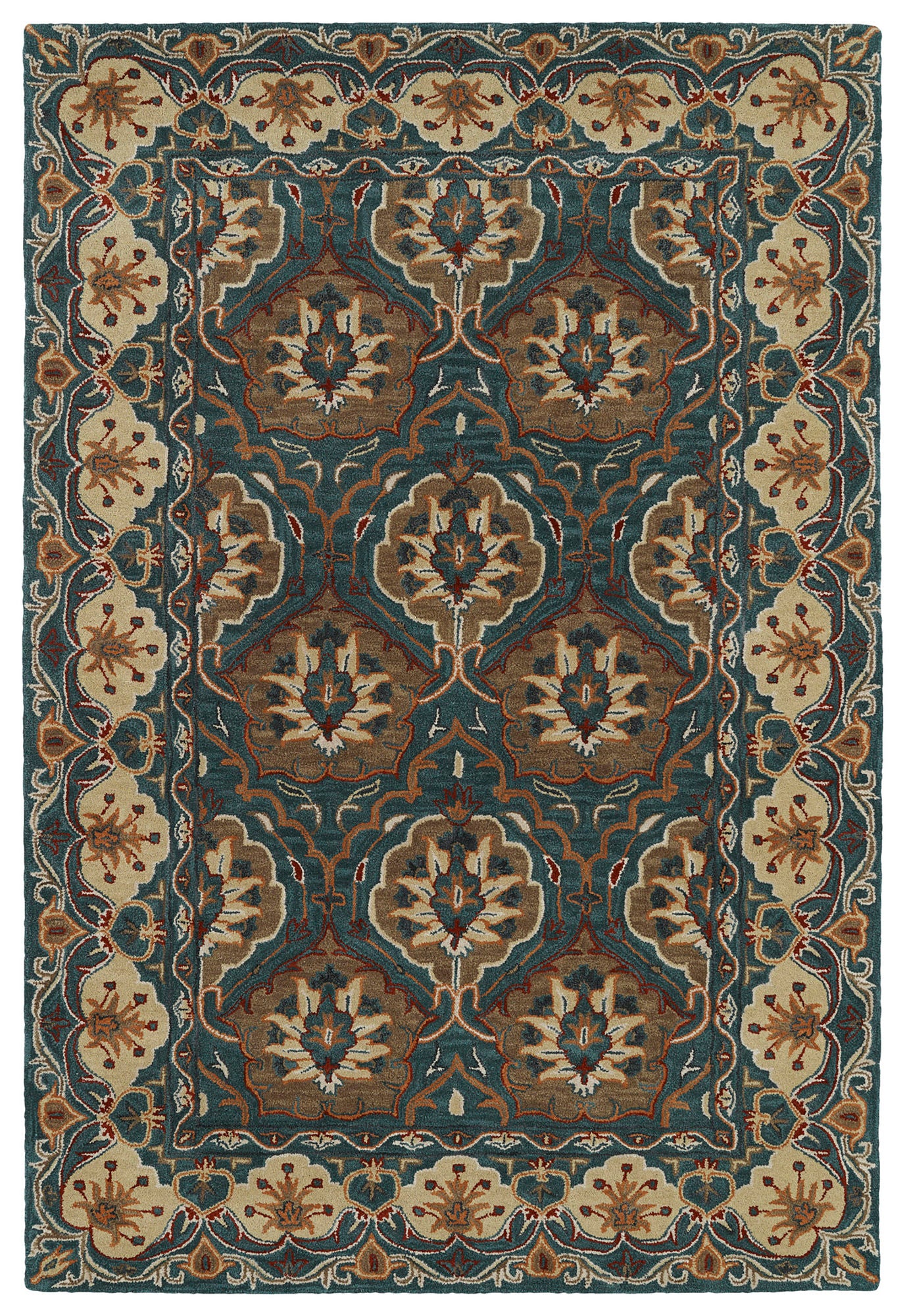 Kaleen Middleton Collection Teal Taupe Throw Rug 3' x 5'