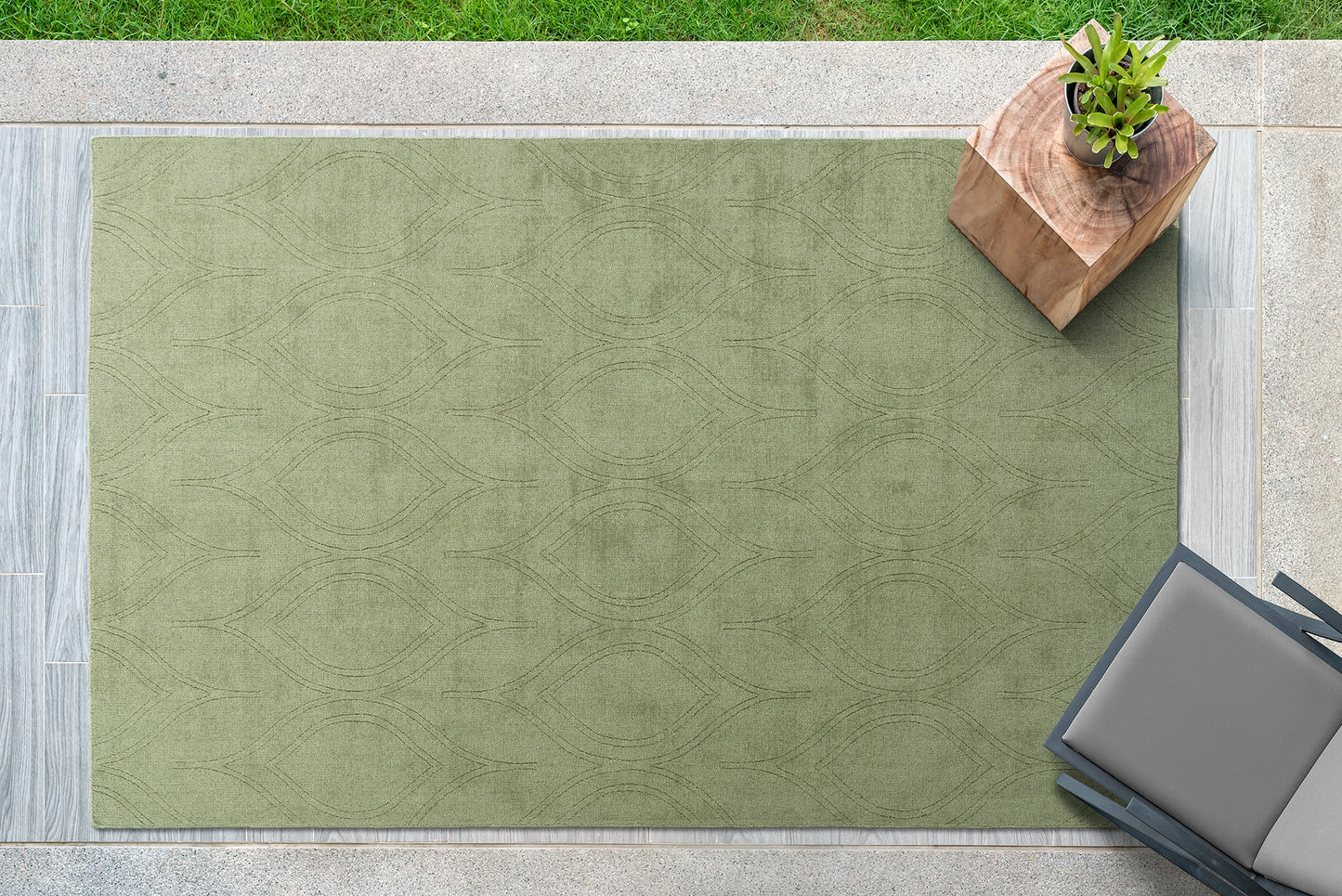 Kaleen Minkah Collection Light Olive Throw Rug 2' x 3'