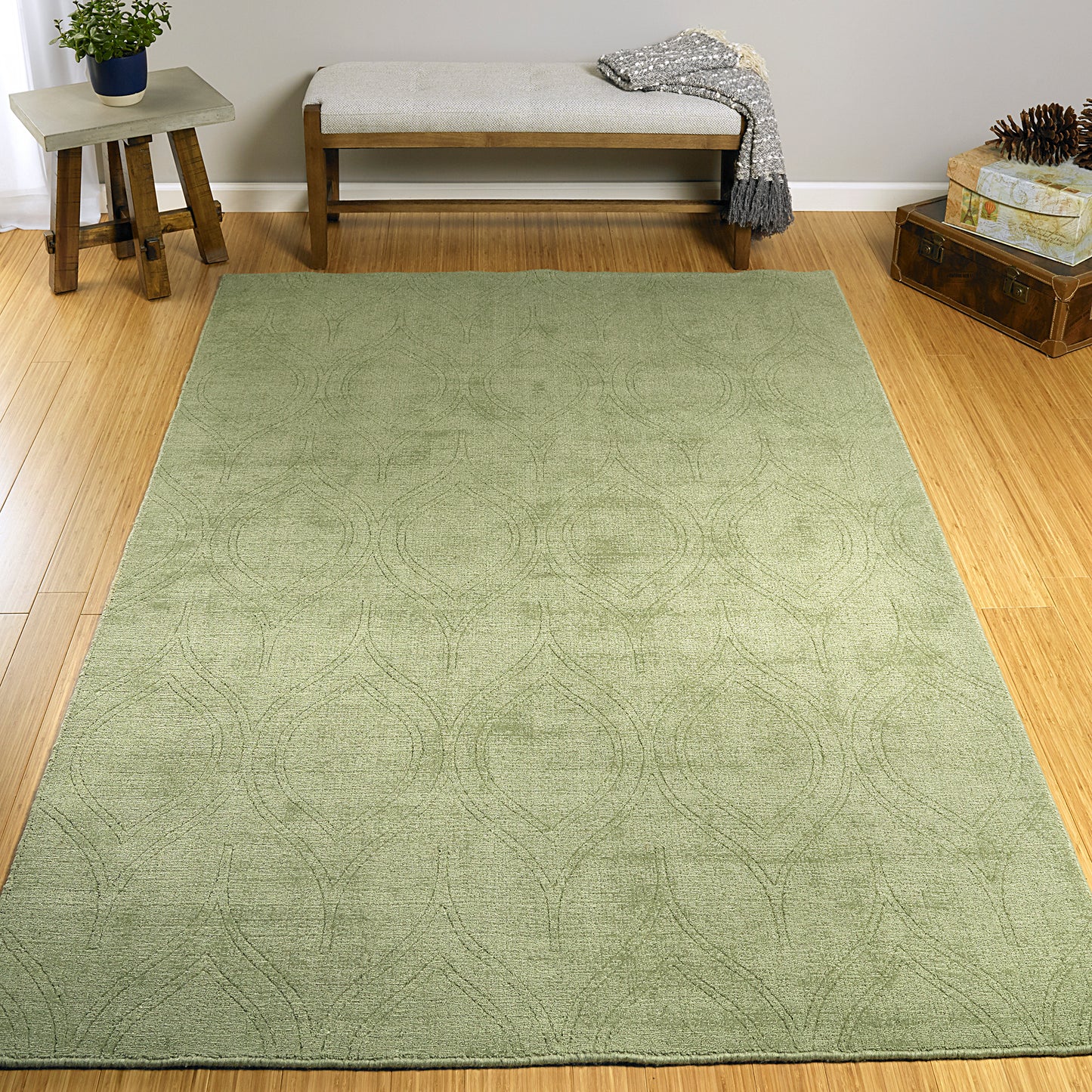 Kaleen Minkah Collection Light Olive Throw Rug 2' x 3'
