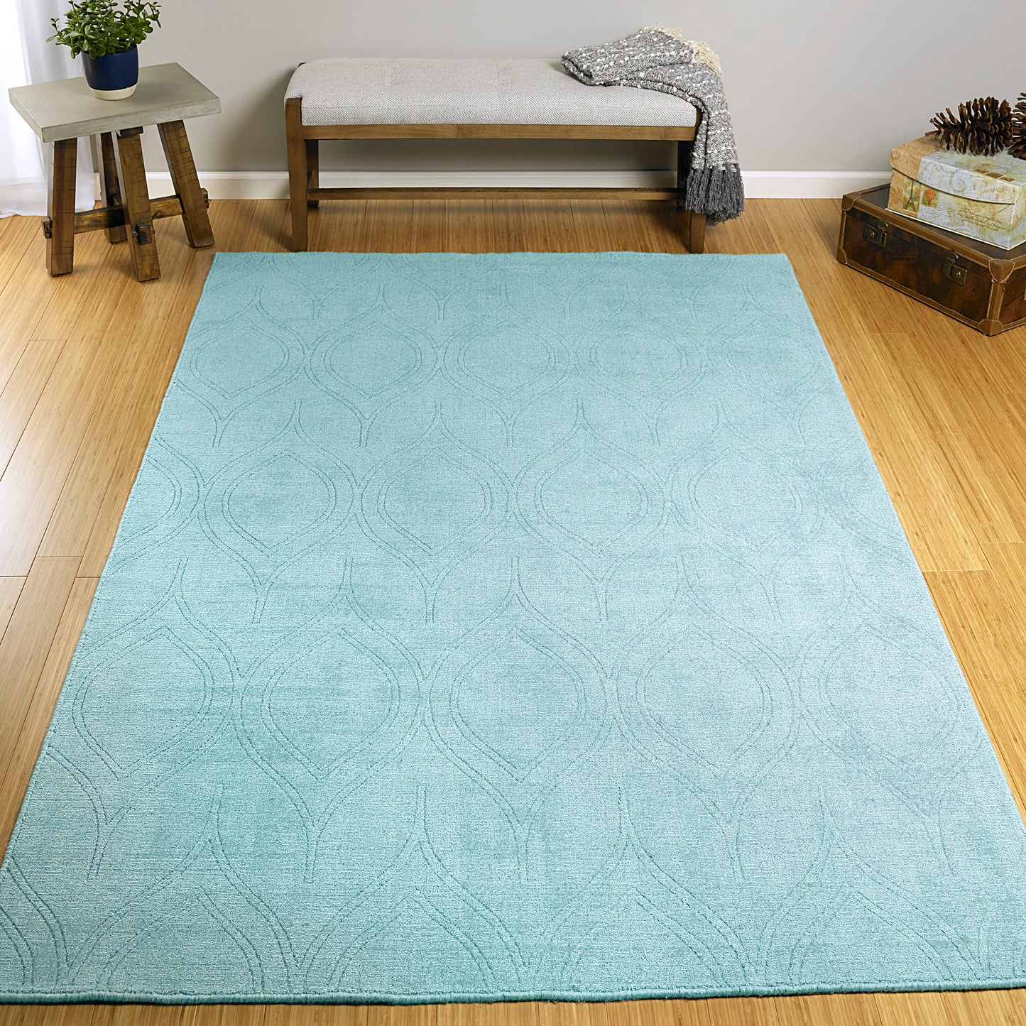 Kaleen Minkah Collection Light Spa Area Rug 7'6" x 9'