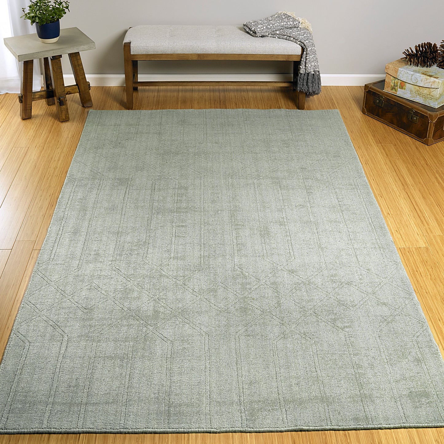 Kaleen Minkah Collection Light Silver Area Rug 5' x 7'