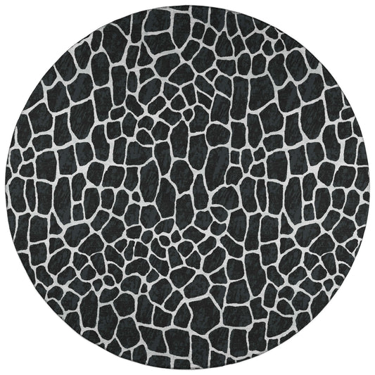 Indoor/Outdoor Mali ML4 Midnight Washable 4' x 4' Round Rug