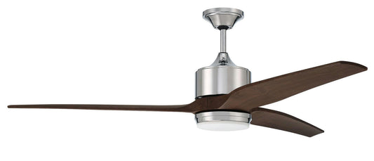 60" Mobi Ceiling Fan Chrome w/ custom walnut blades, remote & LED Light included