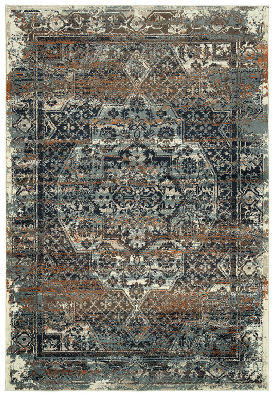 Kaleen Memphis Dark Blue Area Rug 3'11" x 5'7"