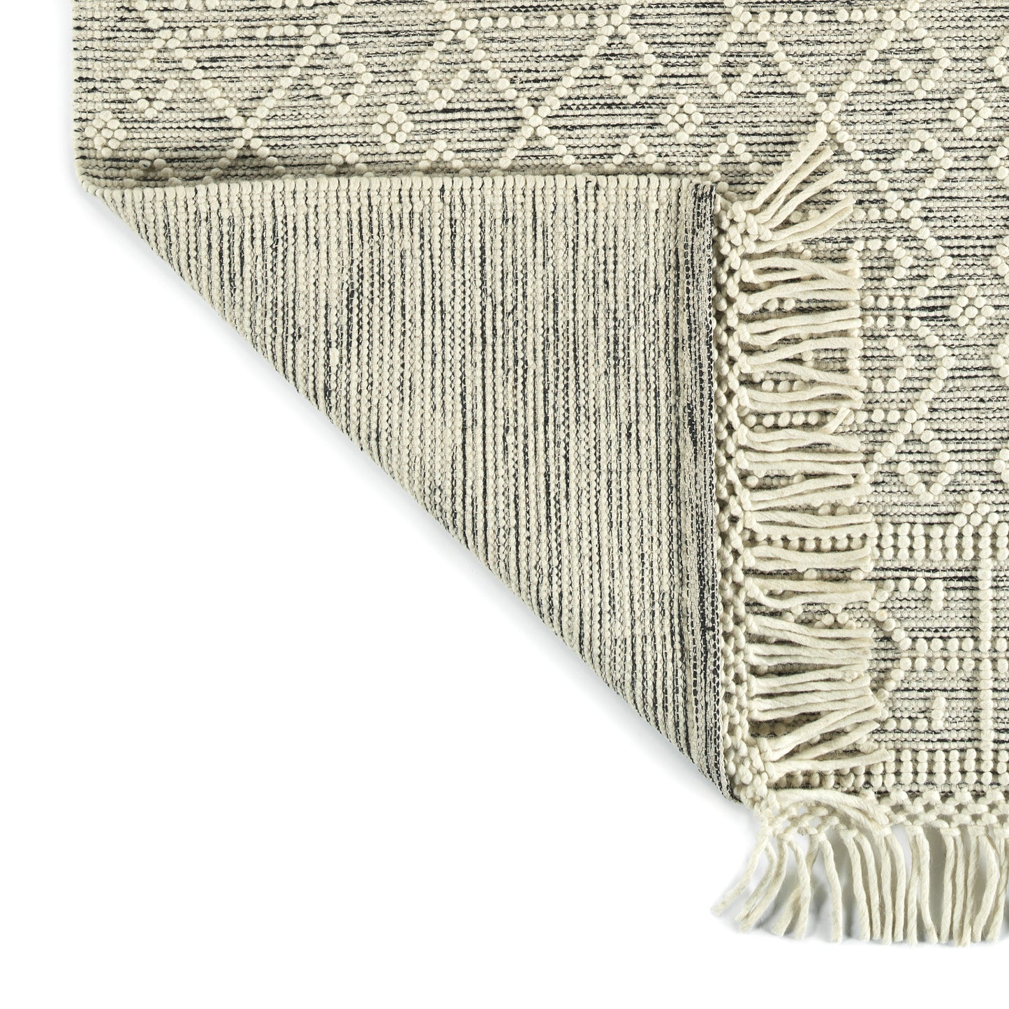 Kaleen Mara Collection Ivory Black Throw Rug 18" x 18"