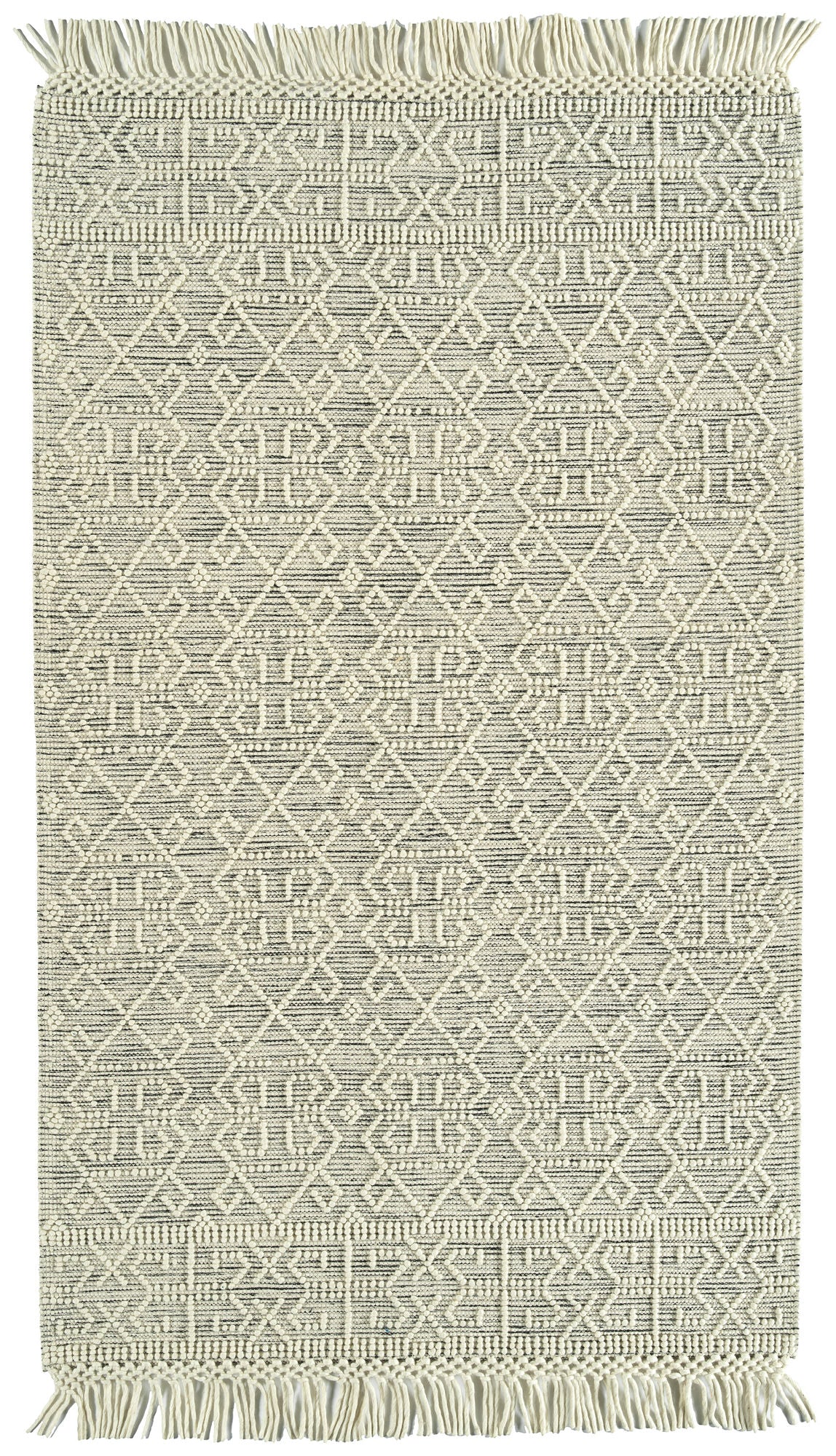 Kaleen Mara Collection Ivory Black Throw Rug 18" x 18"