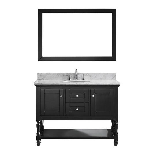 Julianna 48 Inch Single Bath Vanity in Espresso with Marble Top and Round Sink and Mirror