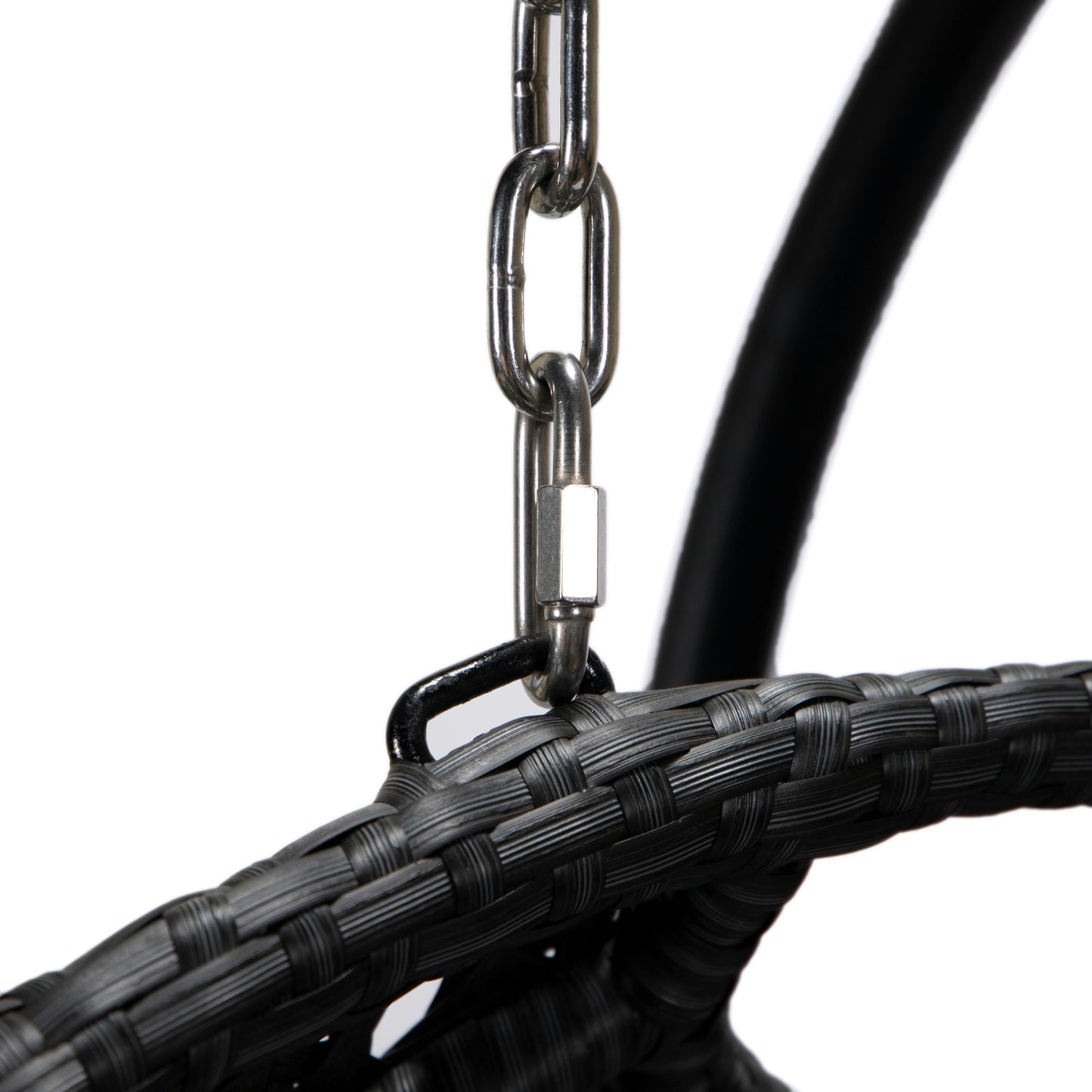 LeisureMod Mendoza Charcoal Wicker Hanging 2 person Egg Swing Chair