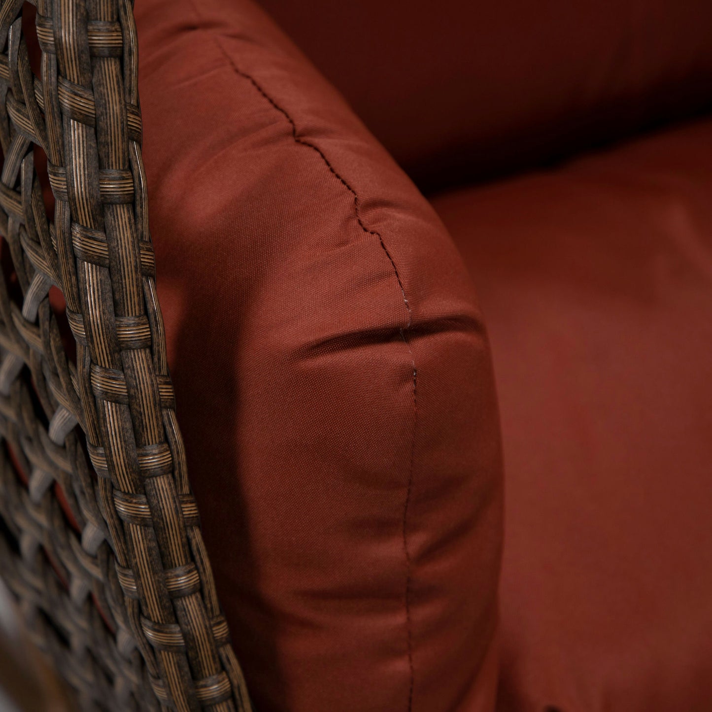 LeisureMod Mendoza Dark Brown Wicker Hanging 2 person Egg Swing Chair - Cherry
