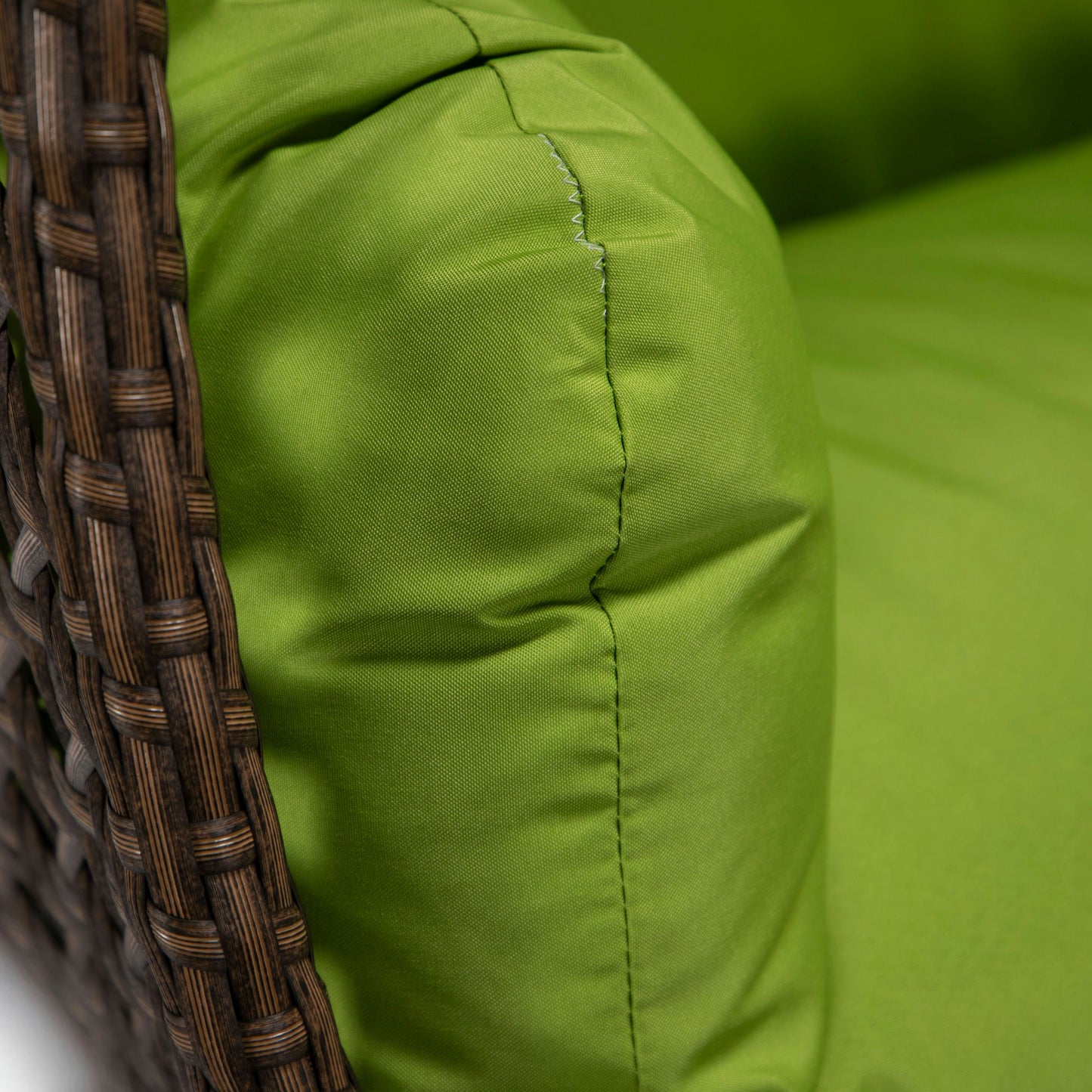 LeisureMod Mendoza Dark Brown Hanging 2 person Egg Swing Chair - Light Green
