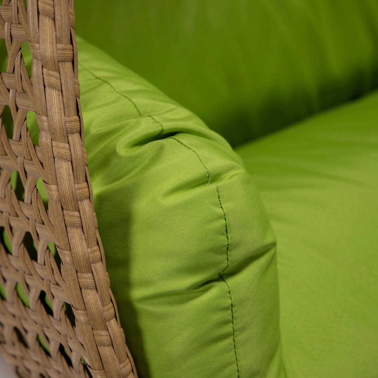 LeisureMod Mendoza Light Brown Hanging 2 person Egg Swing Chair - Light Green