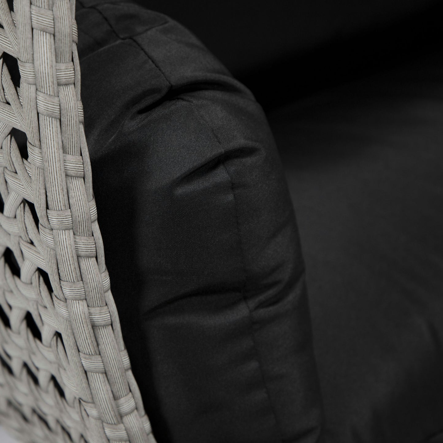 LeisureMod Mendoza Light Grey Wicker Hanging 2 person Egg Swing Chair - Black