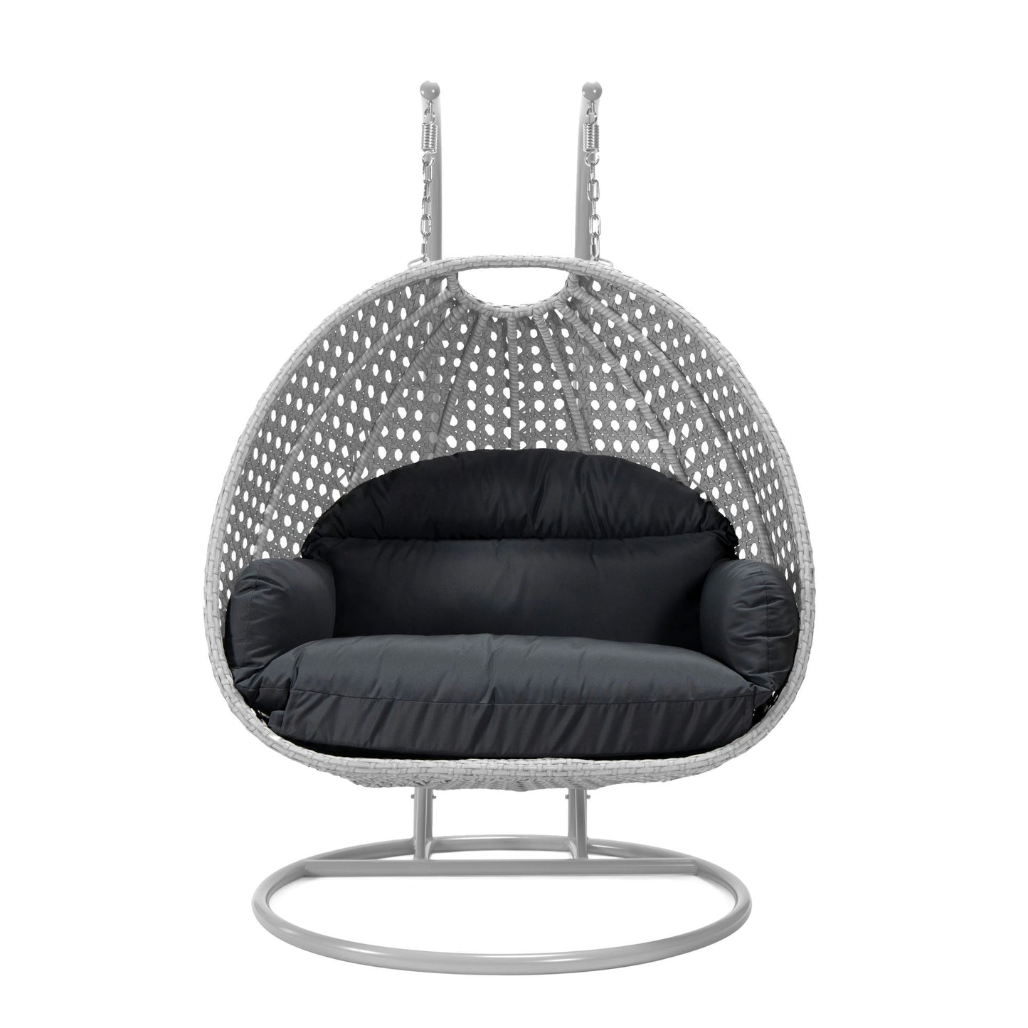 LeisureMod Mendoza Light Grey Hanging 2 person Egg Swing Chair - Dark Grey
