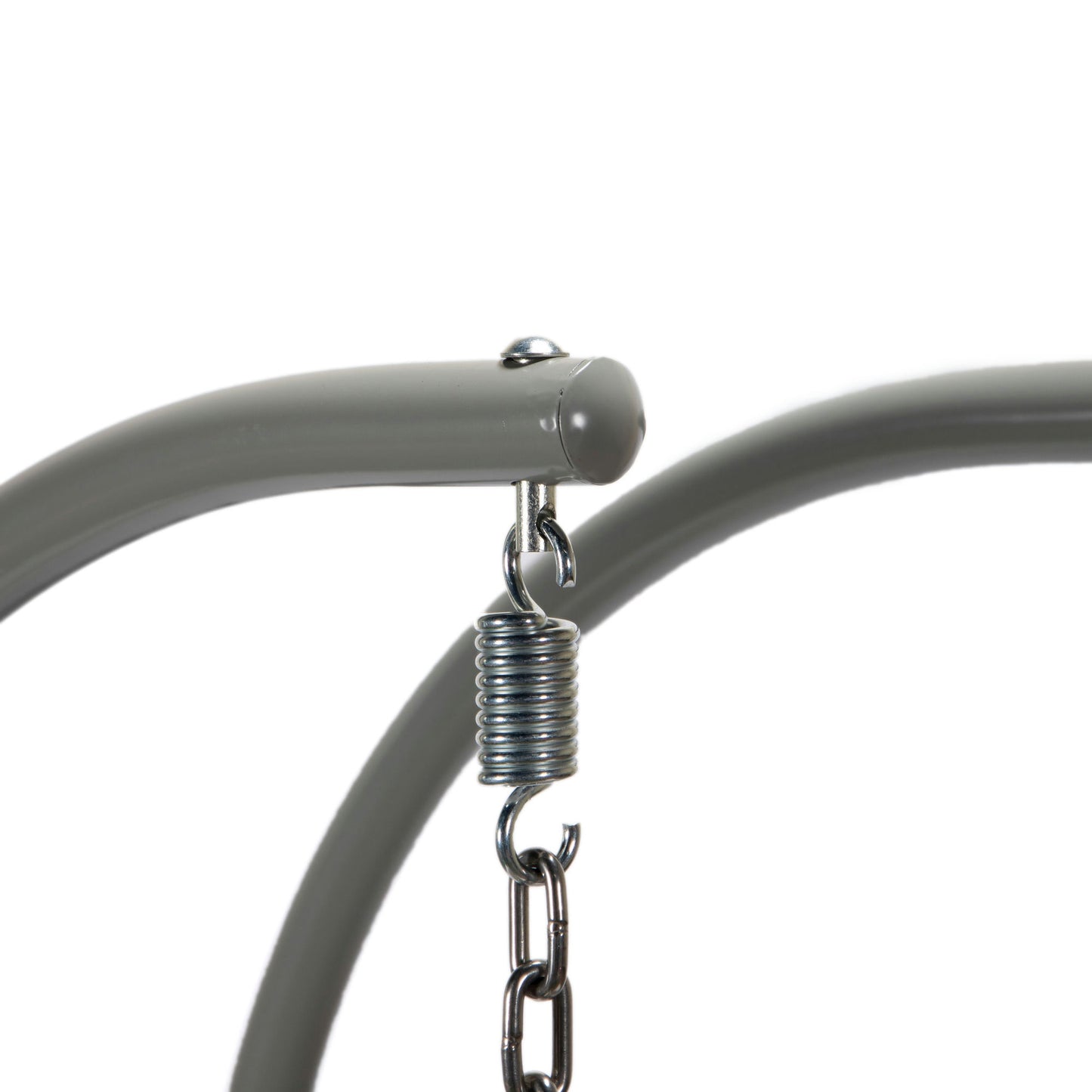 LeisureMod Mendoza Light Grey Hanging 2 person Egg Swing Chair - Dark Green