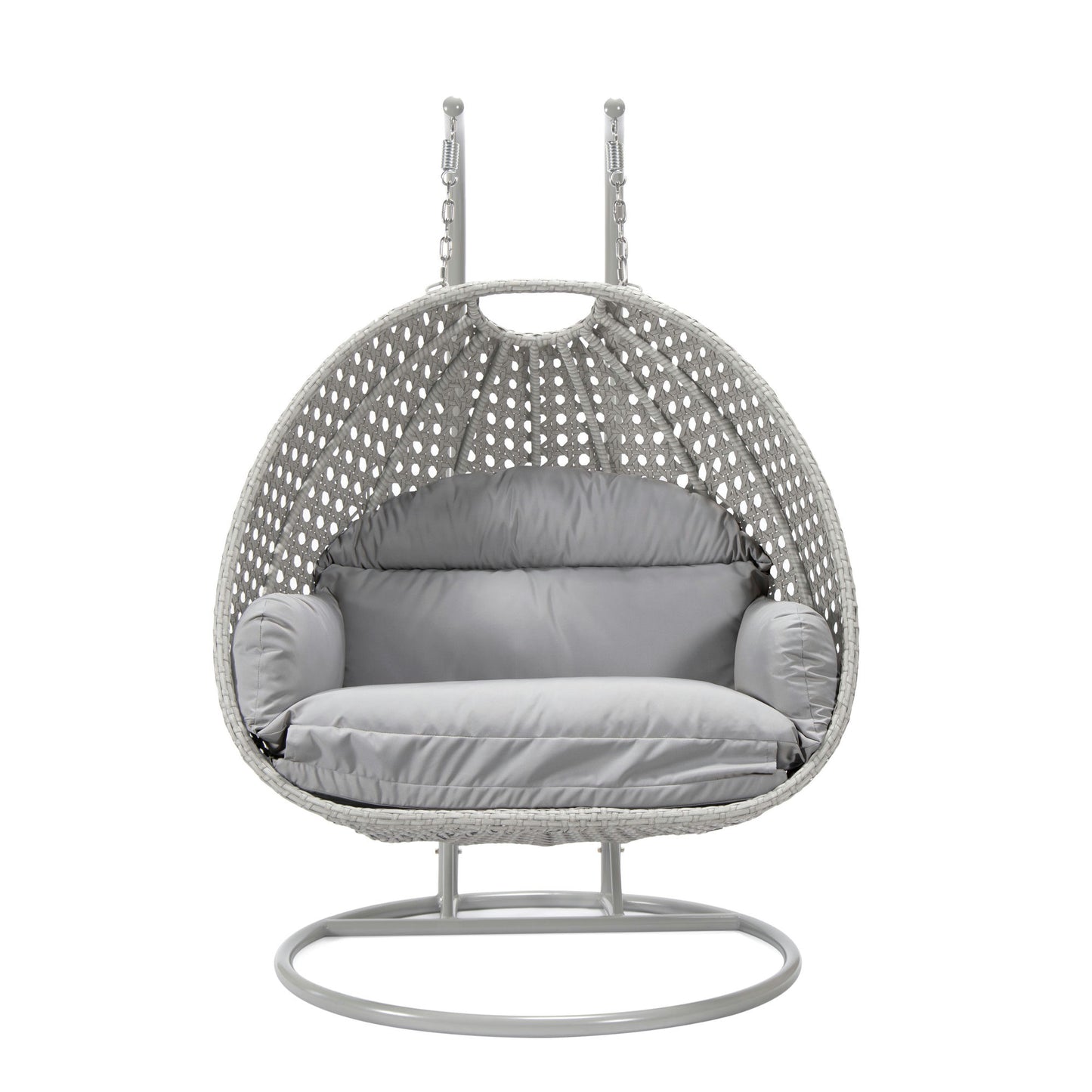 LeisureMod Mendoza Light Grey Hanging 2 person Egg Swing Chair - Light Grey